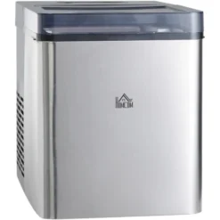 HOMCOM Macchina Per Il Ghiaccio Autopulente Con 2 Dimensioni Di Cubetti, 15kg In 24h, Serbatoio 2.1L