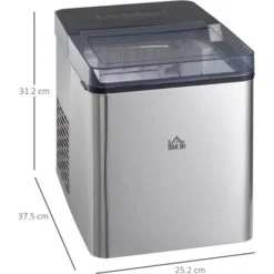 HOMCOM Macchina Per Il Ghiaccio Autopulente Con 2 Dimensioni Di Cubetti, 15kg In 24h, Serbatoio 2.1L -Moulinex Negozio 96084962 3