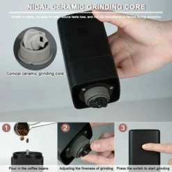 Macinacaffè Elettrico Portatile Macinacaffè 1300mAh Macinacaffè Ricaricabile USB Con Spazzola Per Chicchi Di Caffè Spezie Noci 8 Macinacaffè Elettrico Portatile Macinacaffè 1300mAh Macinacaffè Ricaricabile USB Con Spazzola Per Chicchi Di Caffè Spezie Noci -Moulinex Negozio 96190888 4