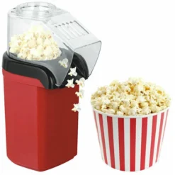 POP'N'CORN - Macchina Per Popcorn Da 1100 W, Cottura Ad Aria Calda, Pronta In 3 Minuti, Spia Di Accensione, Rossa ,