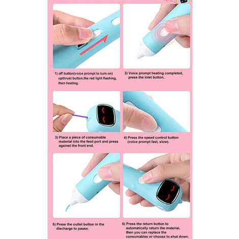 PENNA PER STAMPA SUPER 3D - Include Penna 3D, 1 Colori Di Ricarica Per Filamenti PCl Con Guida Per Stencil E Manuale Utente,Blue 5 PENNA PER STAMPA SUPER 3D - Include Penna 3D, 1 Colori Di Ricarica Per Filamenti PCl Con Guida Per Stencil E Manuale Utente,Blue - immagine 5