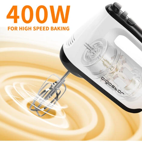 Aigostar Pudding - Sbattitore Elettrico, 6 Velocità E Turbo, Frusta Elettrica, 400W, Miscelazione Silenziosa. Dotato Di 2 Fruste, 2 Ganci Impastatori, Frusta E Contenitore. 2 Aigostar Pudding - Sbattitore Elettrico, 6 Velocità E Turbo, Frusta Elettrica, 400W, Miscelazione Silenziosa. Dotato Di 2 Fruste, 2 Ganci Impastatori, Frusta E Contenitore. - immagine 2
