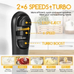 Aigostar Pudding - Sbattitore Elettrico, 6 Velocità E Turbo, Frusta Elettrica, 400W, Miscelazione Silenziosa. Dotato Di 2 Fruste, 2 Ganci Impastatori, Frusta E Contenitore. 7 Aigostar Pudding - Sbattitore Elettrico, 6 Velocità E Turbo, Frusta Elettrica, 400W, Miscelazione Silenziosa. Dotato Di 2 Fruste, 2 Ganci Impastatori, Frusta E Contenitore. -Moulinex Negozio 98499045 3