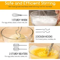 Aigostar Pudding - Sbattitore Elettrico, 6 Velocità E Turbo, Frusta Elettrica, 400W, Miscelazione Silenziosa. Dotato Di 2 Fruste, 2 Ganci Impastatori, Frusta E Contenitore. 8 Aigostar Pudding - Sbattitore Elettrico, 6 Velocità E Turbo, Frusta Elettrica, 400W, Miscelazione Silenziosa. Dotato Di 2 Fruste, 2 Ganci Impastatori, Frusta E Contenitore. -Moulinex Negozio 98499045 4