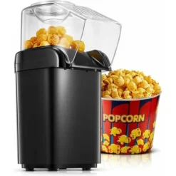 Macchina Per Popcorn, Macchina Per Popcorn Senza Olio Ad Aria Calda Da 1200 W, Funzionamento A Un Pulsante, Pronta In 2 Minuti, Protezione Da Surriscaldamento, Nero