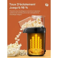 Macchina Per Popcorn, Macchina Per Popcorn Senza Olio Ad Aria Calda Da 1200 W, Funzionamento A Un Pulsante, Pronta In 2 Minuti, Protezione Da Surriscaldamento, Nero 7 Macchina Per Popcorn, Macchina Per Popcorn Senza Olio Ad Aria Calda Da 1200 W, Funzionamento A Un Pulsante, Pronta In 2 Minuti, Protezione Da Surriscaldamento, Nero -Moulinex Negozio 98718768 3