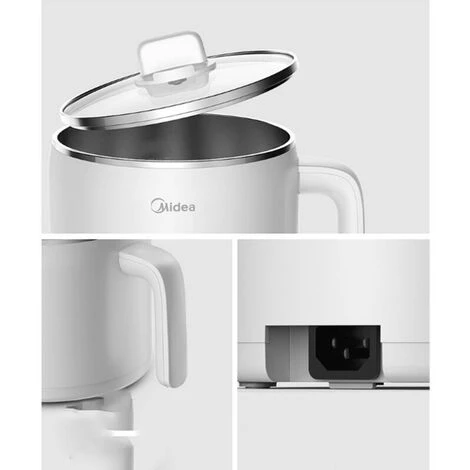 Pentola Elettrica Piccola In Acciaio Inossidabile Da 1,2 Litri, Pentola Elettrica Portatile Per Camera Degli Studenti/studio/hotel/campeggio/ufficio - Bianca 2 Pentola Elettrica Piccola In Acciaio Inossidabile Da 1,2 Litri, Pentola Elettrica Portatile Per Camera Degli Studenti/studio/hotel/campeggio/ufficio - Bianca - immagine 2