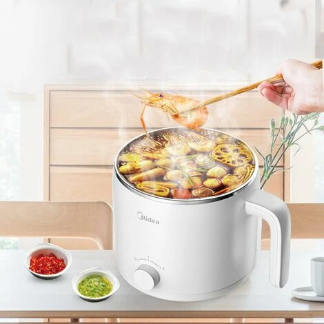 Pentola Elettrica Piccola In Acciaio Inossidabile Da 1,2 Litri, Pentola Elettrica Portatile Per Camera Degli Studenti/studio/hotel/campeggio/ufficio - Bianca 4 Pentola Elettrica Piccola In Acciaio Inossidabile Da 1,2 Litri, Pentola Elettrica Portatile Per Camera Degli Studenti/studio/hotel/campeggio/ufficio - Bianca - immagine 4