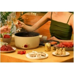 Fornello Lento Piccola Caldaia Elettrica Domestica Multifunzionale Wok Elettrico Fritto Padella Antiaderente (color Crema) 8 Fornello Lento Piccola Caldaia Elettrica Domestica Multifunzionale Wok Elettrico Fritto Padella Antiaderente (color Crema) -Moulinex Negozio 98722936 4