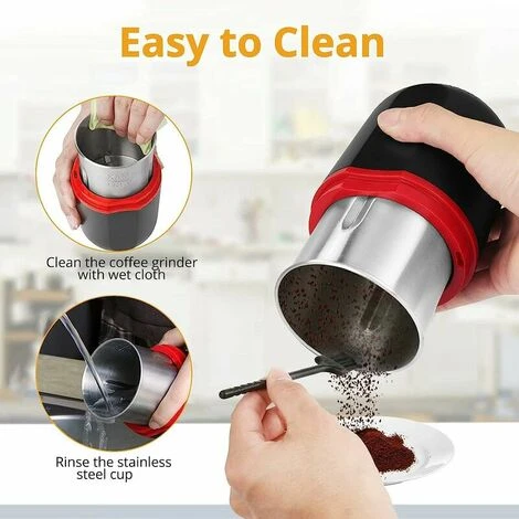 Macinacaffè Elettrico Da 150 W Macinacaffè In Grani Capacità 120 G Con Spazzola Per La Pulizia Cucchiaino 2 In 1 E Pressino (nero) 4 Macinacaffè Elettrico Da 150 W Macinacaffè In Grani Capacità 120 G Con Spazzola Per La Pulizia Cucchiaino 2 In 1 E Pressino (nero) - immagine 4