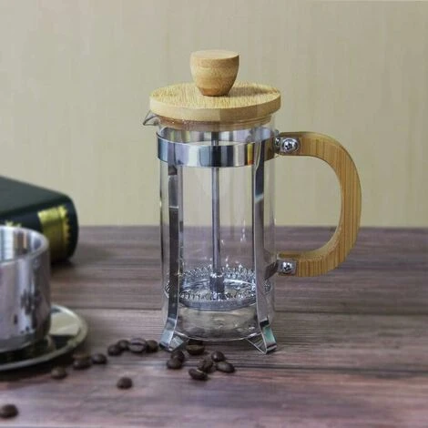 French Press, 350ml 12oz 1-2 Tazze French Press, Piccola Pressa Per Tè In Vetro Borosilicato Con Manico In Bambù 2 French Press, 350ml 12oz 1-2 Tazze French Press, Piccola Pressa Per Tè In Vetro Borosilicato Con Manico In Bambù - immagine 2