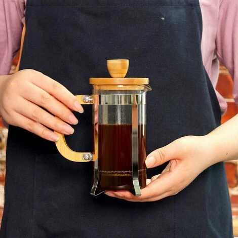 French Press, 350ml 12oz 1-2 Tazze French Press, Piccola Pressa Per Tè In Vetro Borosilicato Con Manico In Bambù 5 French Press, 350ml 12oz 1-2 Tazze French Press, Piccola Pressa Per Tè In Vetro Borosilicato Con Manico In Bambù - immagine 5