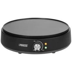 Princess Deluxe Crépes Maker Spia Luminosa, Rivestimento Antiaderente Nero